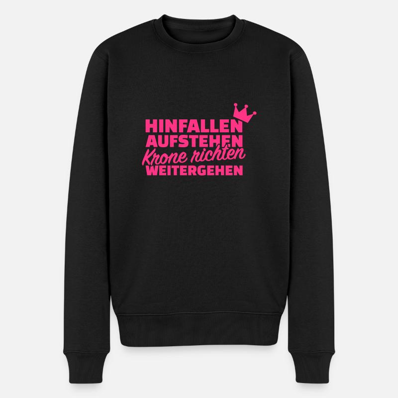 Krone richten weitergehen - Männer Premium Bio Pullover - Schwarz