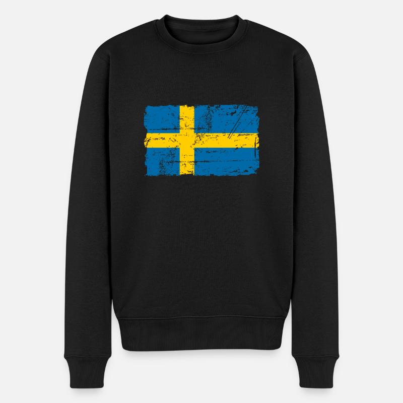 Schweden - Sweden - Vintage Look - Männer Premium Bio Pullover - Schwarz
