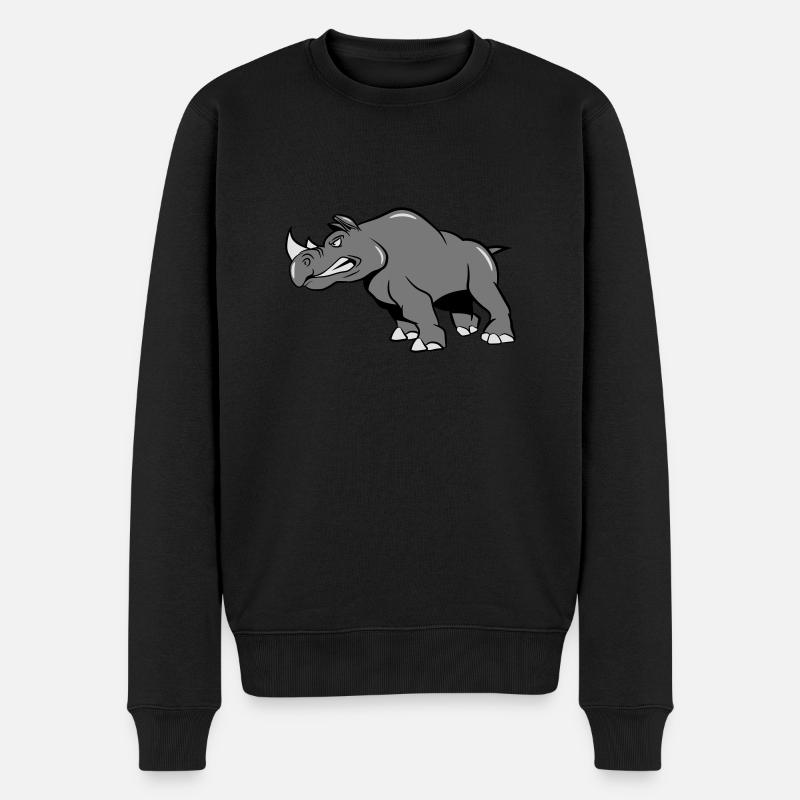 Rhino attaquant agressivement - Pull Premium bio Homme - noir