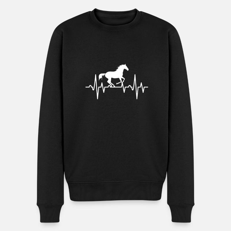 Heartbeat - Männer Premium Bio Pullover - Schwarz