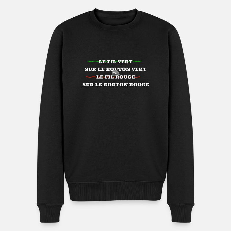 Le fil vert sur le bouton vert,le fil rou… - Pull Premium bio Homme - noir