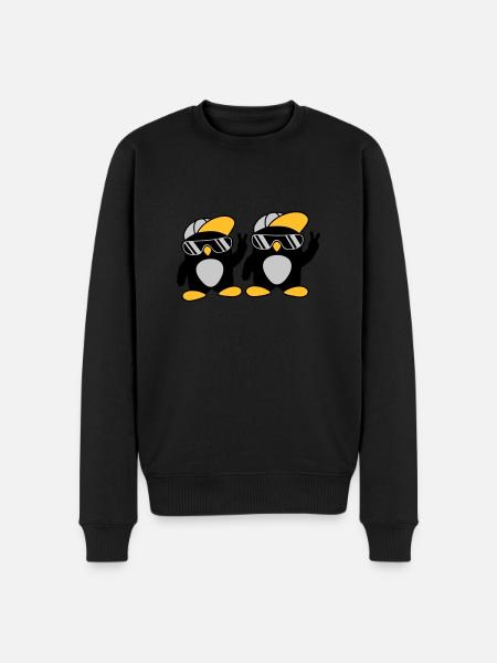 2 friends cool penguins - Men's Premium Organic Jumper - black
