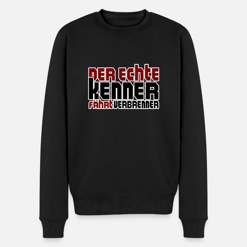Der echte Kenner fährt Verbrenner / E Auto Sticker - Männer Premium Bio Pullover - Schwarz