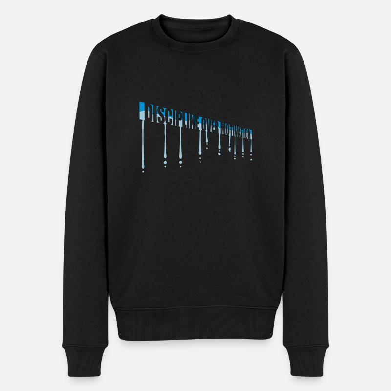 discipline over motivation Zitat - Männer Premium Bio Pullover - Schwarz