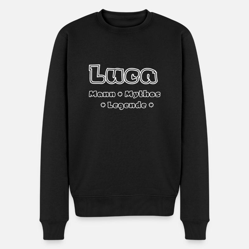 Luca - Mann, Mythos, Legende - Männer Premium Bio Pullover - Schwarz