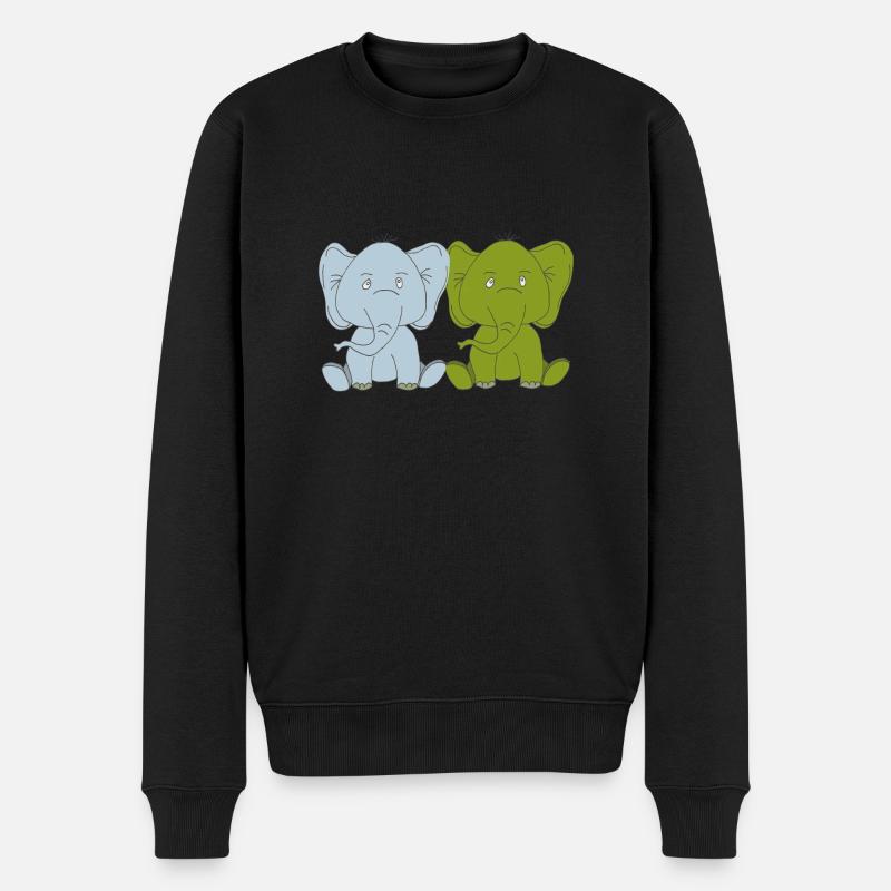Deux bébés éléphants - Pull Premium bio Homme - noir