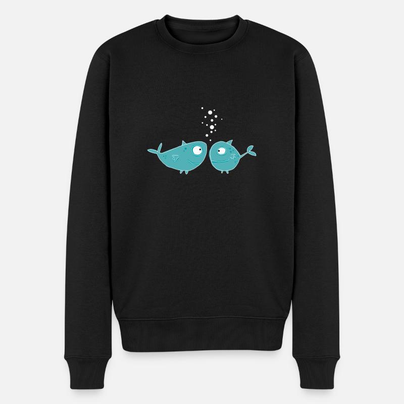 Fische - Männer Premium Bio Pullover - Schwarz