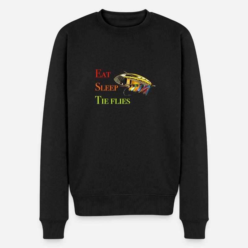 Essen Schlaf Krawattenfliegen - Männer Premium Bio Pullover - Schwarz