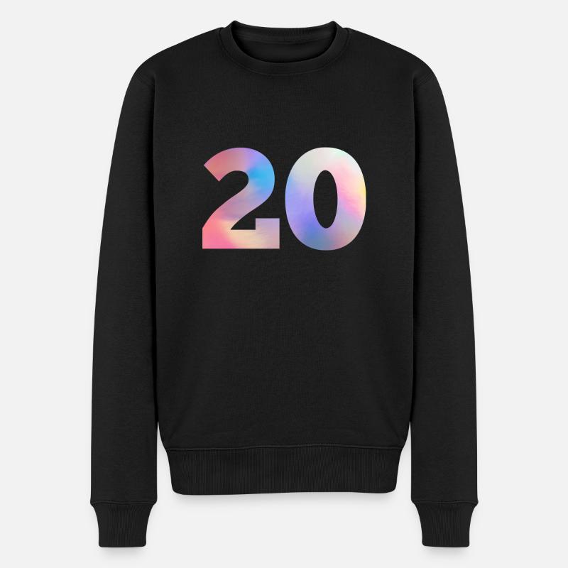 Bunte Zahl 20 - Männer Premium Bio Pullover - Schwarz