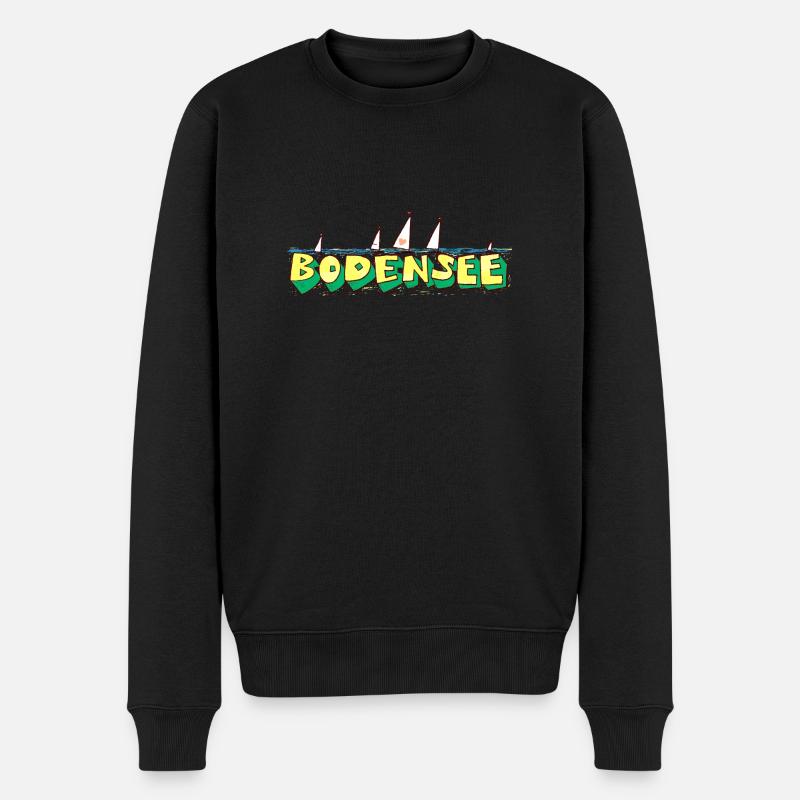 Bodensee Ferienglück - Männer Premium Bio Pullover - Schwarz