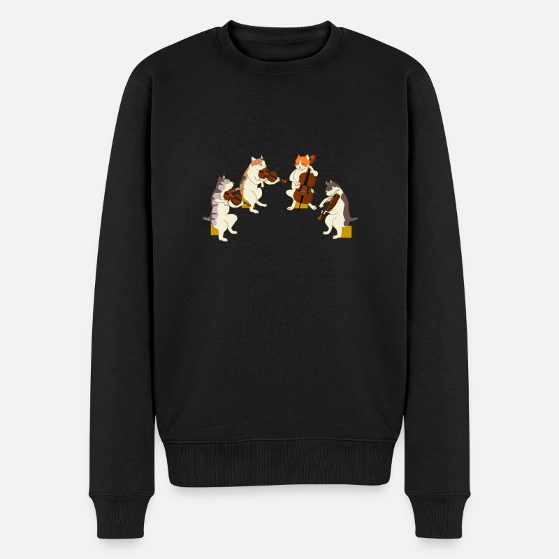 Katzen Quartett - Männer Premium Bio Pullover - Schwarz