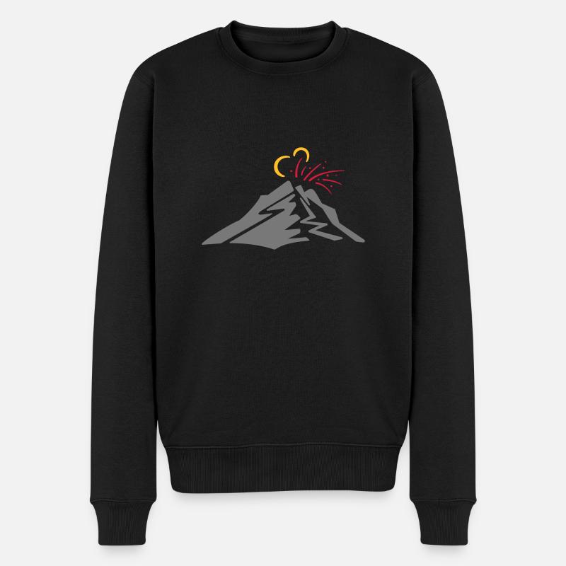 Volcan - dessin au trait de vecteur, cadeau - Pull Premium bio Homme - noir