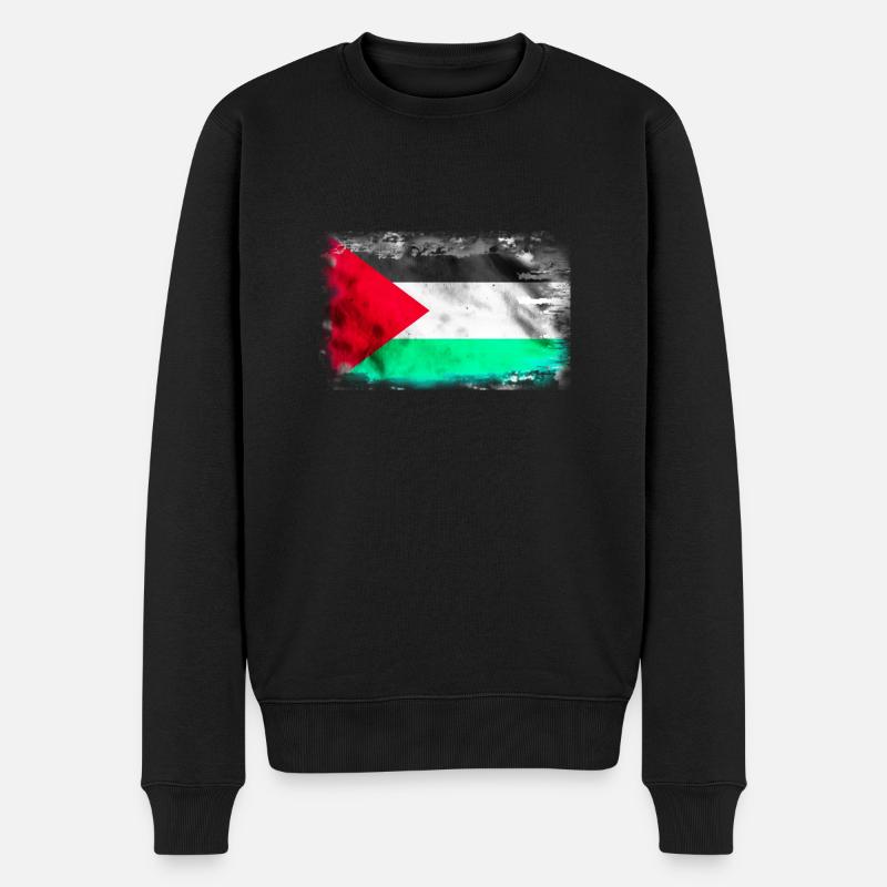 Contexte avec le drapeau de la Palestine - Pull Premium bio Homme - noir