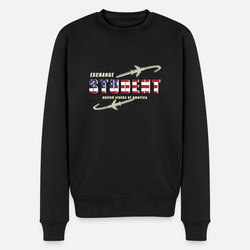 Austauschstudent USA - Männer Premium Bio Pullover - Schwarz