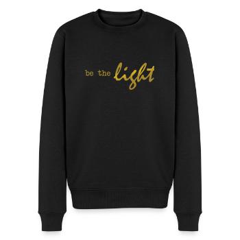Be the light - Christian Clothing - Men's Premium Organic Jumper - black - Front - Nico (187cm)