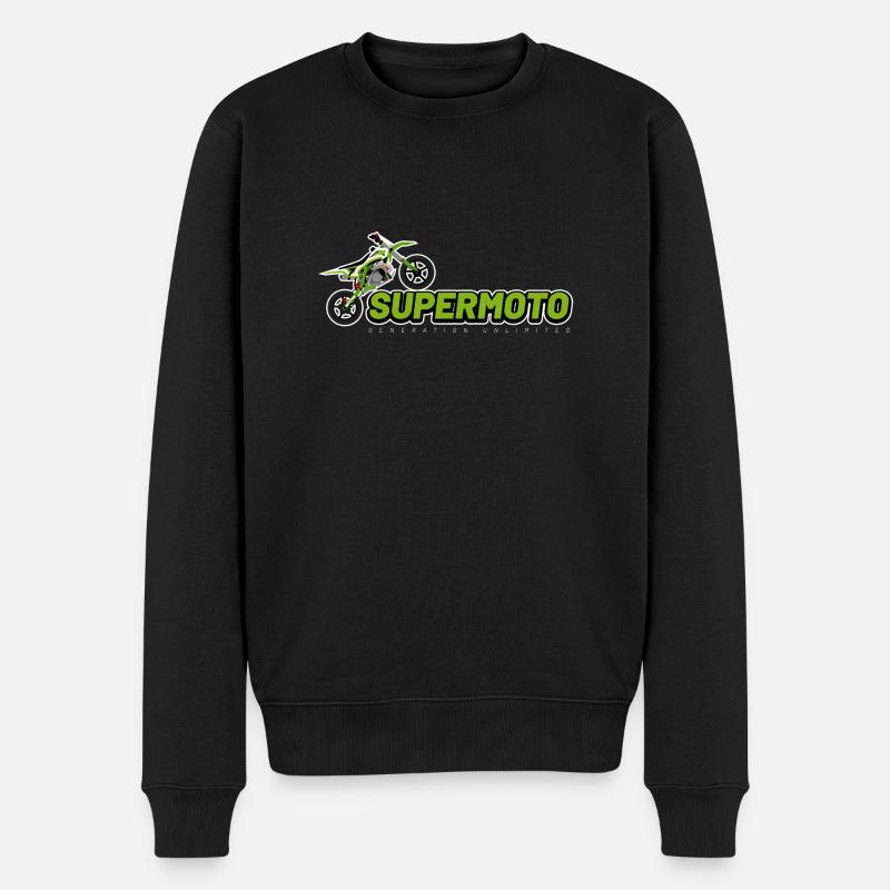 Lettrage Supermotard blanc - Pull Premium bio Homme - noir