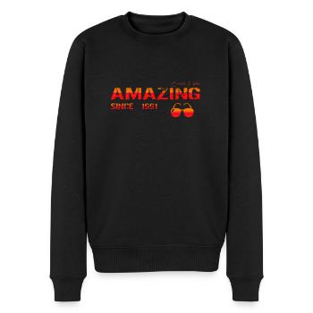 Amazing since 1991 - Männer Premium Bio Pullover - Schwarz - Vorne - Nico (187cm)