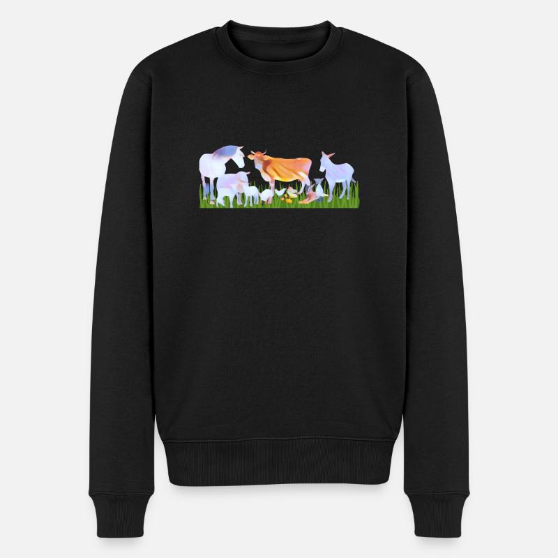 Bauernhoftiere / Tiere im Herzen - Männer Premium Bio Pullover - Schwarz