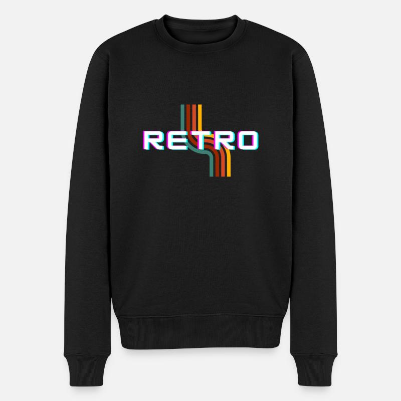 Retro - Männer Premium Bio Pullover - Schwarz