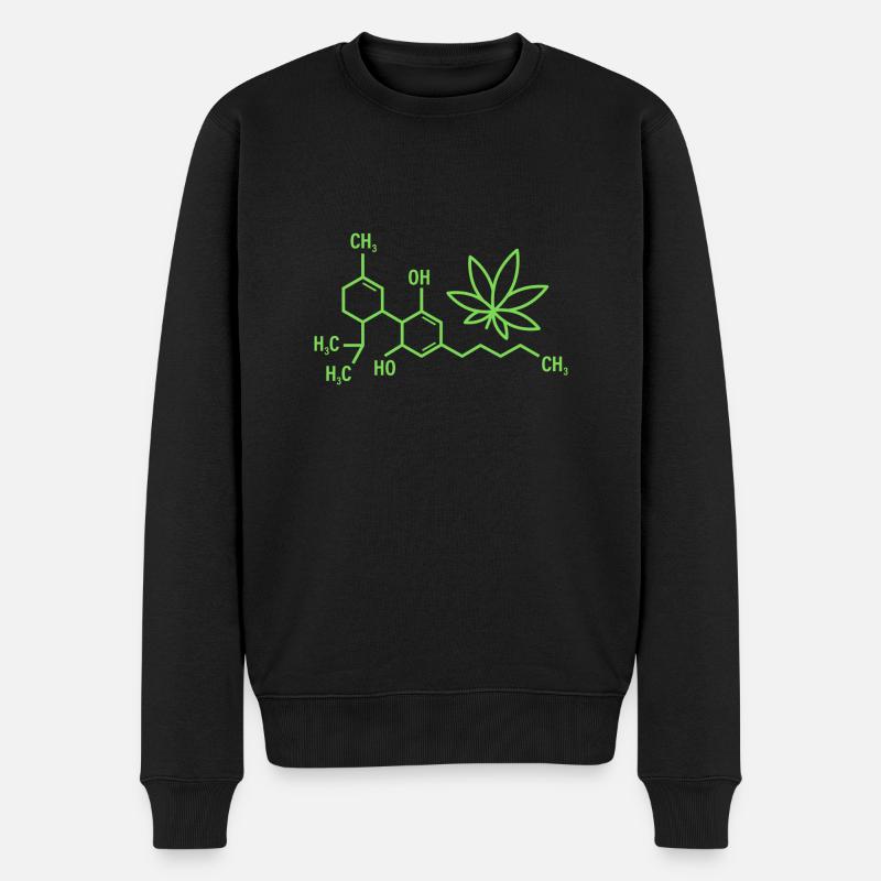 THC-Formel mit Cannabisblättern - Männer Premium Bio Pullover - Schwarz