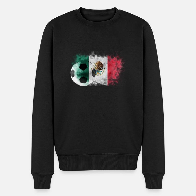 Drapeau du Mexique avec ballon de football - Pull Premium bio Homme - noir