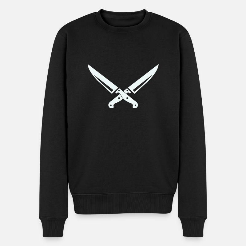 Messer Symbol - Männer Premium Bio Pullover - Schwarz