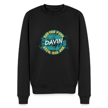 Papa Vater Vatertag Geburt Vorname Davin - Männer Premium Bio Pullover - Schwarz - Vorne - Nico (187cm)