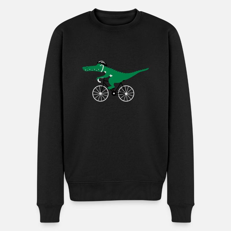crocodile on bicycle - Männer Premium Bio Pullover - Schwarz