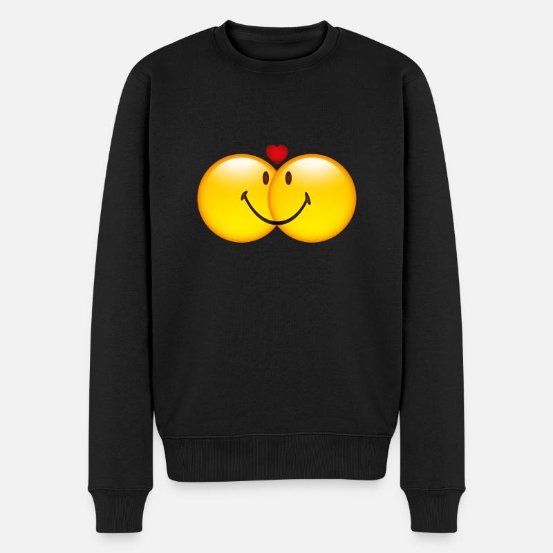 Smiley in Love - Männer Premium Bio Pullover - Schwarz