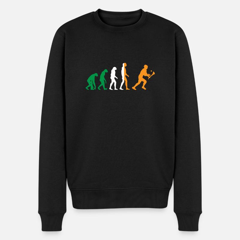 Die Evolution von Hurling - Männer Premium Bio Pullover - Schwarz