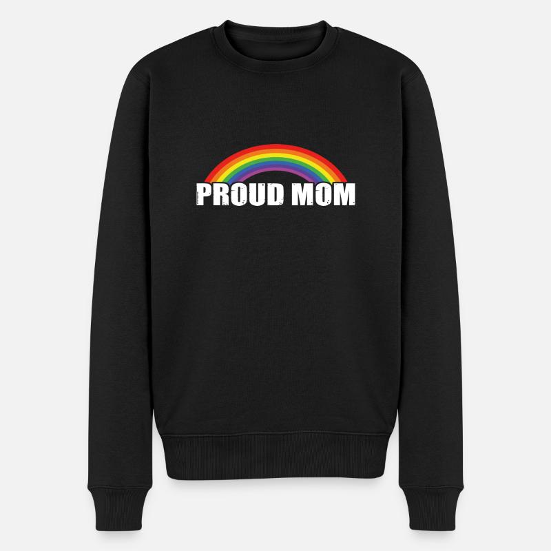 Proud Mom Regenbogen - Männer Premium Bio Pullover - Schwarz