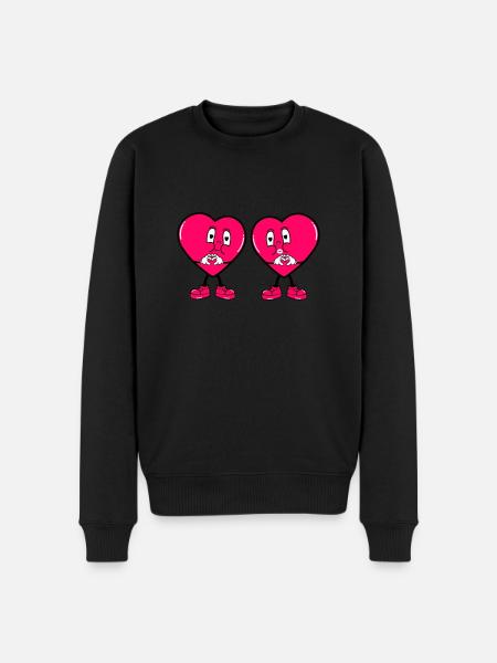 Comic Hearts Love - Men's Premium Organic Jumper - black