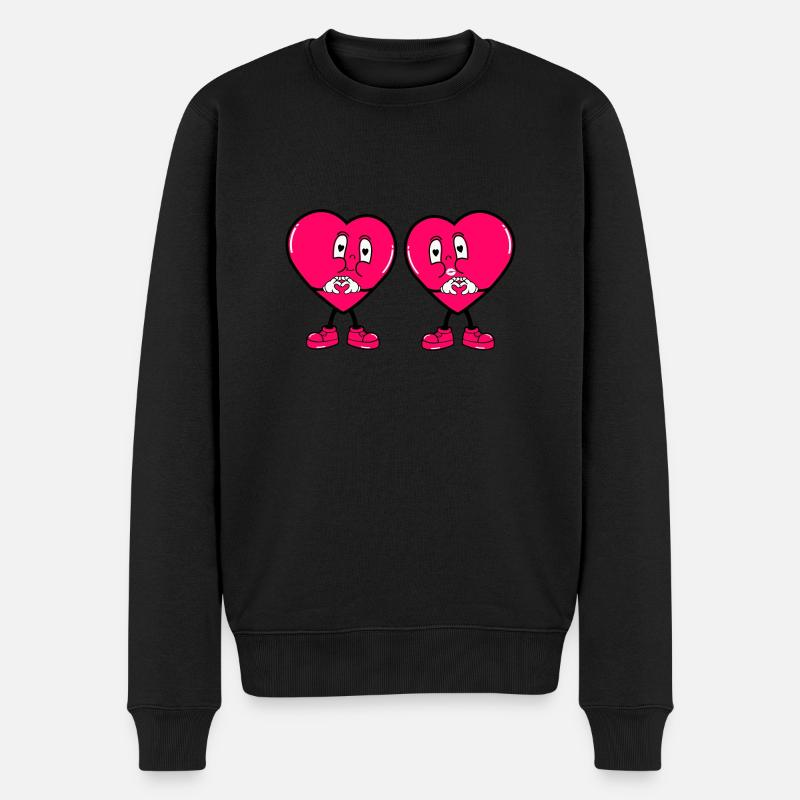 Amour des cœurs comiques - Pull Premium bio Homme - noir