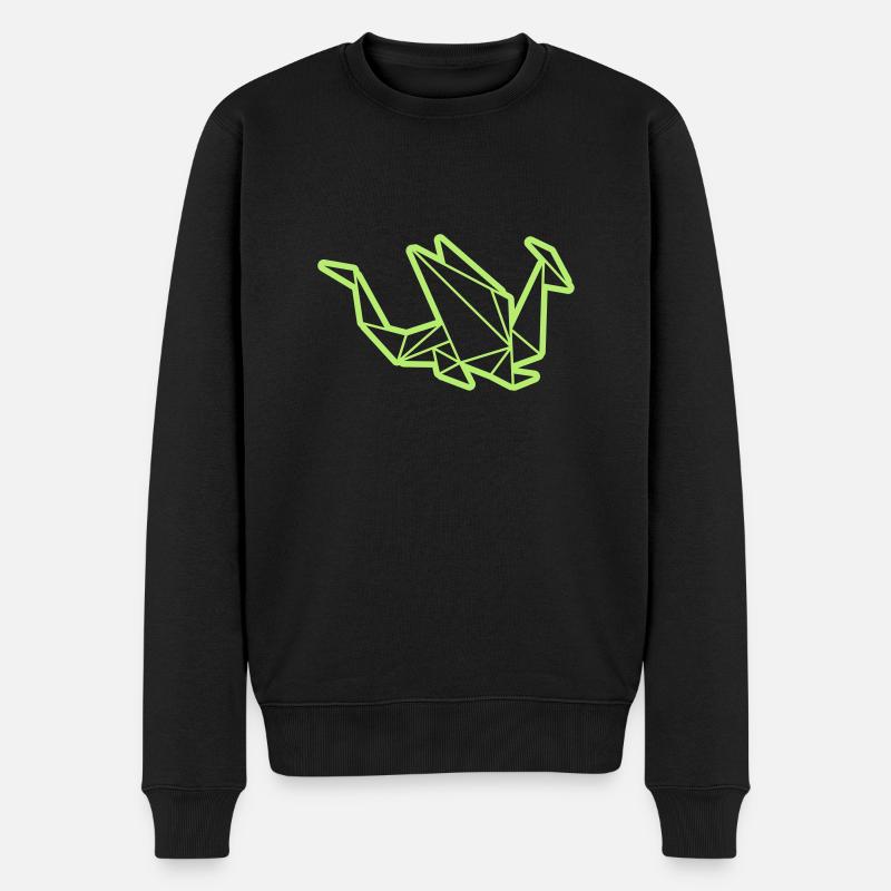 Origami: stolzer Drache - Männer Premium Bio Pullover - Schwarz