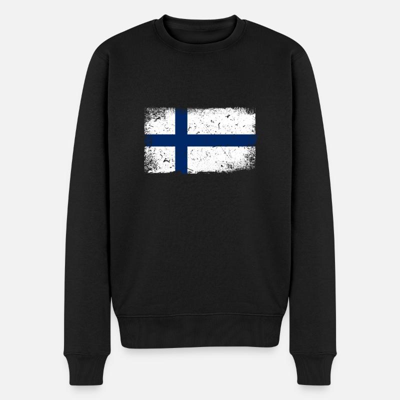 Finnland Flagge - Männer Premium Bio Pullover - Schwarz