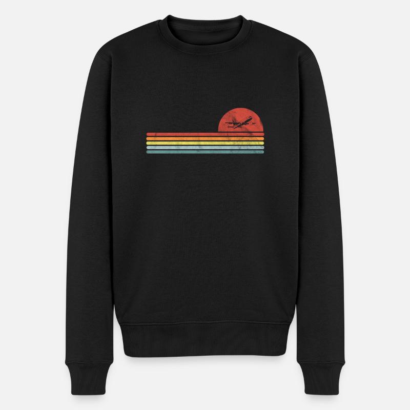 Retro Vintage Flugzeug Plane Spotter Pilot - Männer Premium Bio Pullover - Schwarz