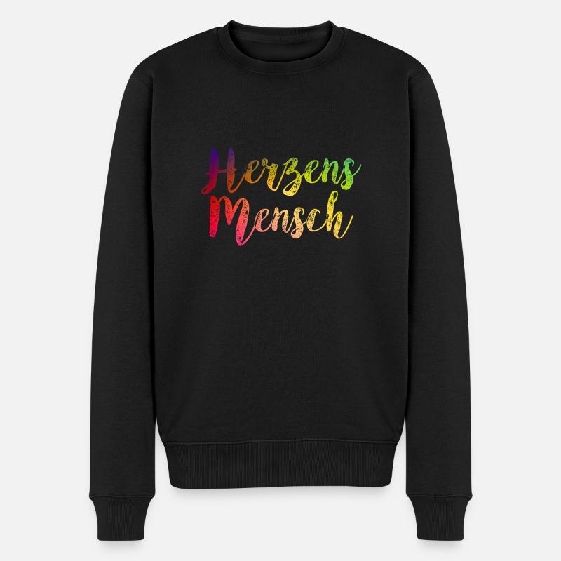 Herzens Mensch - Männer Premium Bio Pullover - Schwarz