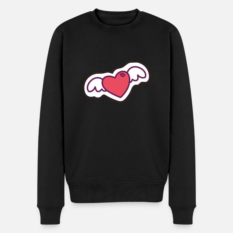 Herz - Männer Premium Bio Pullover - Schwarz
