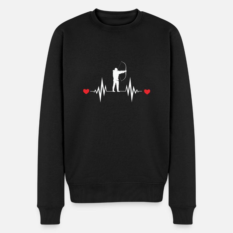 Bogenschießen Heartbeat Bow Hunting - Männer Premium Bio Pullover - Schwarz