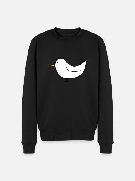 Weiße Möwe mit Pommes - Männer Premium Bio Pullover - Schwarz