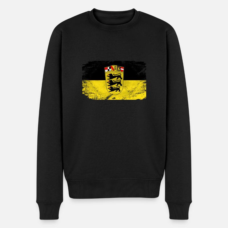 Baden Württemberg Flagge - Vintage Look - Männer Premium Bio Pullover - Schwarz