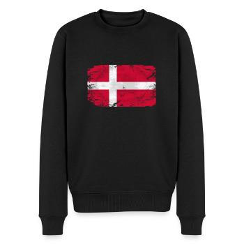 Denmark Flag - Vintage Look - Männer Premium Bio Pullover - Schwarz - Vorne - Nico (187cm)