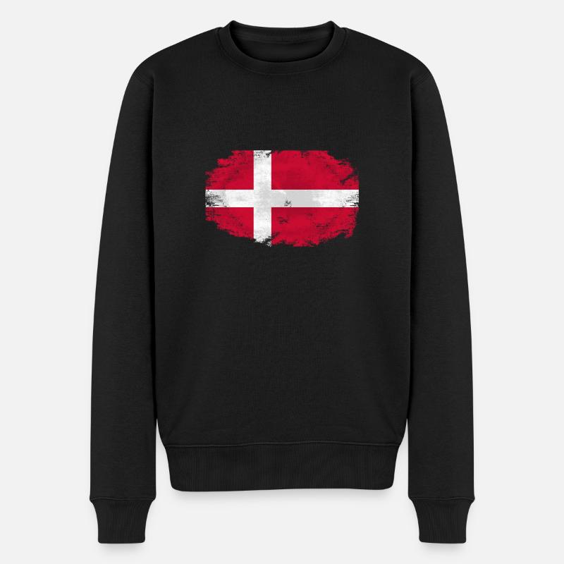 Denmark Flag - Vintage Look - Männer Premium Bio Pullover - Schwarz