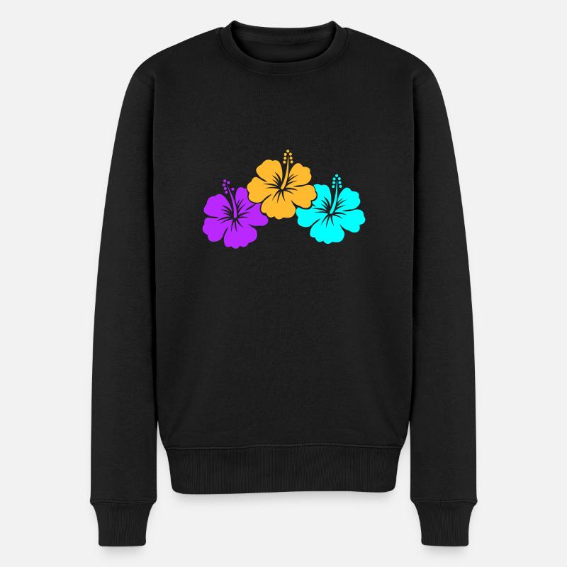 hibiskus - Männer Premium Bio Pullover - Schwarz