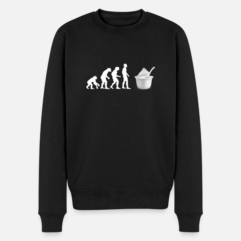 Joghurt Evolution - Männer Premium Bio Pullover - Schwarz