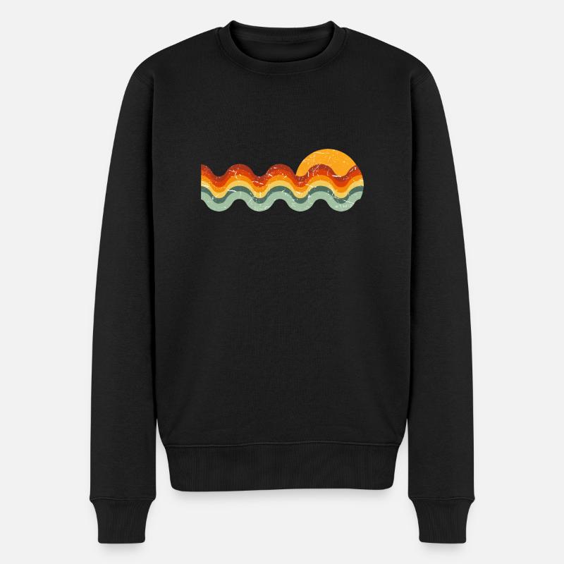 Retro-Welle - Männer Premium Bio Pullover - Schwarz