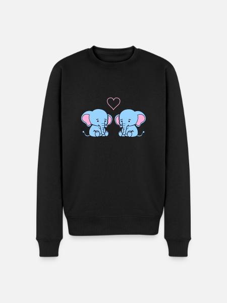 Elephant Love - Men's Premium Organic Jumper - black