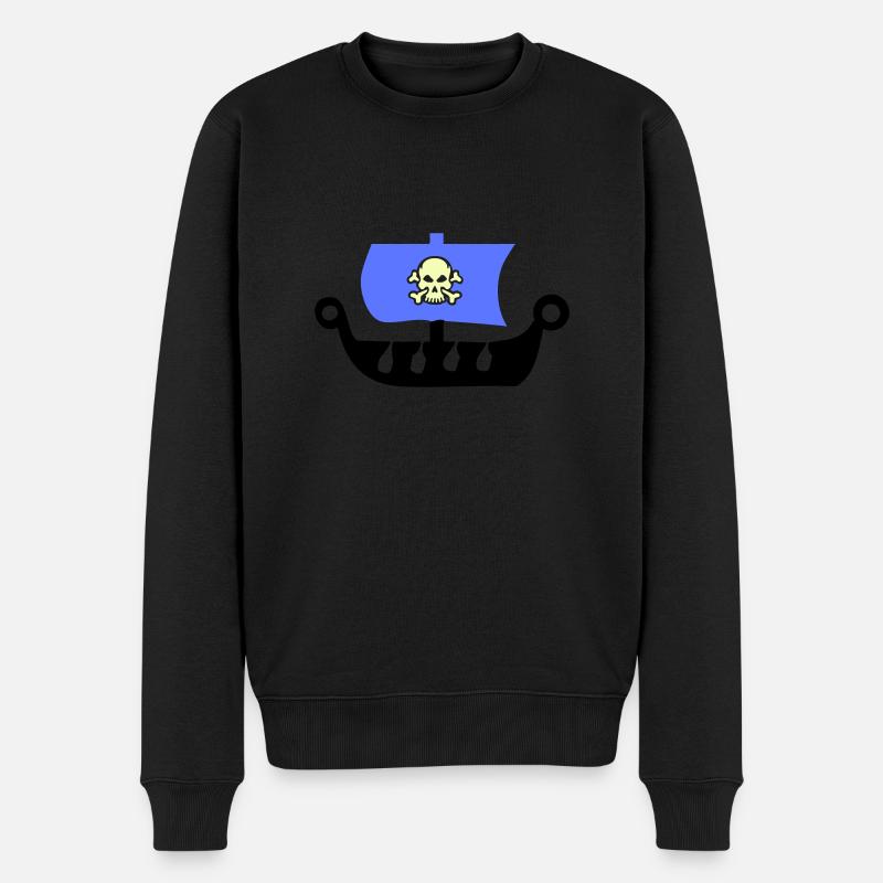 piratenschiff - Männer Premium Bio Pullover - Schwarz