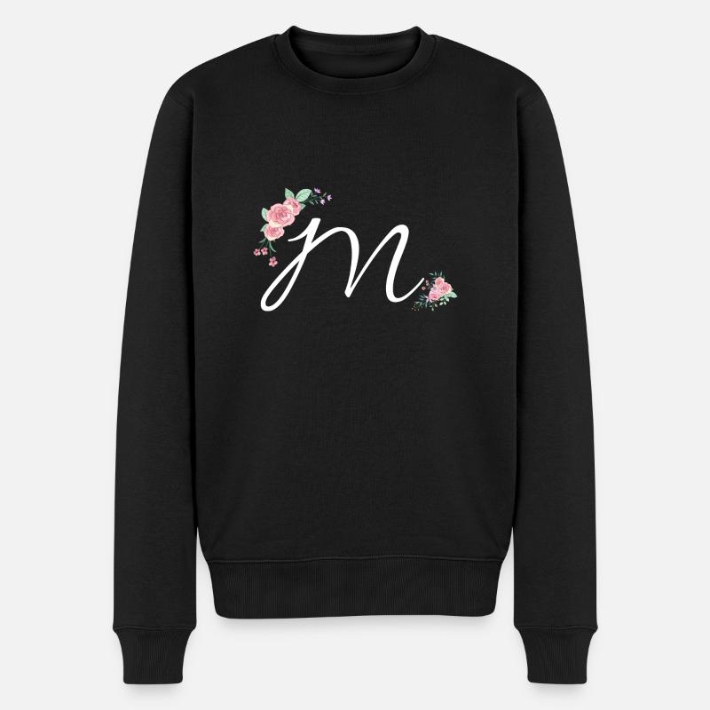 Buchstabe m Blumen - Männer Premium Bio Pullover - Schwarz