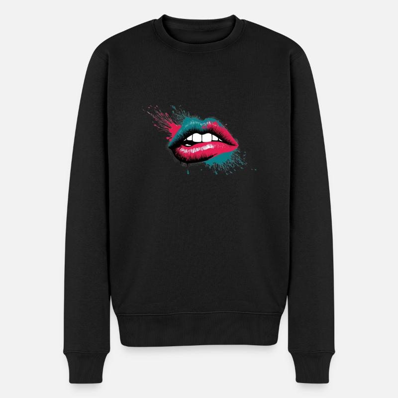 Hot Lips - Männer Premium Bio Pullover - Schwarz
